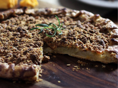 Apple Rosemary Galette with Cheddar Cheese Topping